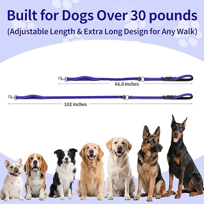 Kazazoo Hands-Free Dog Leash with 5.5-8.5FT Adjustable Length - Heavy Duty No Pull Bungee Design, Reflective Safety for Walking, Jogging & Training | Suitable for Medium to Large Dogs,M Size