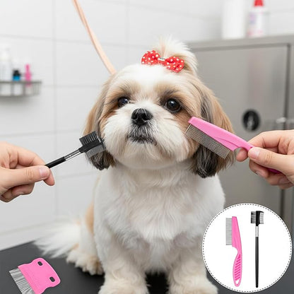 6 Pcs Pets Grooming Comb Kit for Small Dogs Tear Stain Remover Comb Dog Face Combs for Eye Cleaning Gentle Grooming Tool Dematting Tool for Cats Dogs Remove Knots Stains Crust Mucus