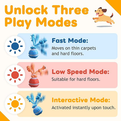 2pcs P06 Interactive Dog Toy,Interactive Dog Toys,360° Smart Automatic Rolling Moving,Electric Automatic Moving and Rolling Dog Toy with Rope for Small Medium Dogs for Bored Pet Cats Dogs(Blue+Orange)