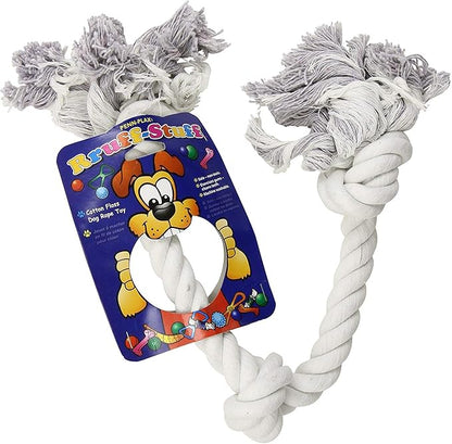 Penn-Plax 3-Knot Dog Rope Toy, Ruff, Large | Great Exercise for Teeth and Gums | Hours of Playtime Fun, White, 25 1/4 Inch (RF32)