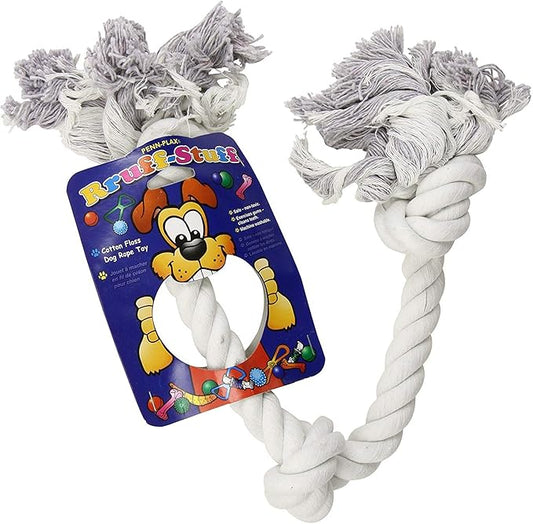 Penn-Plax 3-Knot Dog Rope Toy, Ruff, Large | Great Exercise for Teeth and Gums | Hours of Playtime Fun, White, 25 1/4 Inch (RF32)