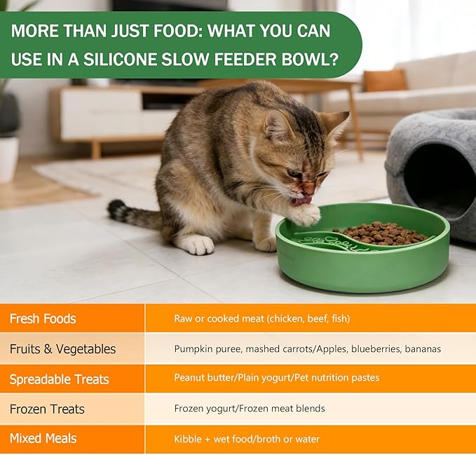 Silicone Slow Feeder Cat Bowl for Small Dogs, Strong Suction Cup Anti-Tip Anti-Choking Chew-Resistant Pet Feeding Bowls