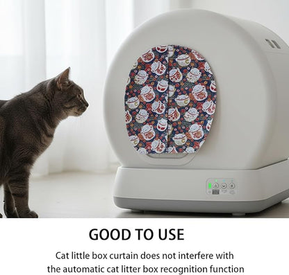 Curtain for Self Cleaning Cat Litter Box, Self-Cleaning Litter Box Curtain,Odor Blocker & Litter Scatter Shield for Cats,Easy Install, Universal Fit for Elliptical Openings