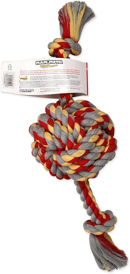 Mammoth Pet Products Flossy Chews Colossal 25-Inch Color Monkey Fist Ball with Rope Ends, Assorted Colors, Multicolor (20166F)