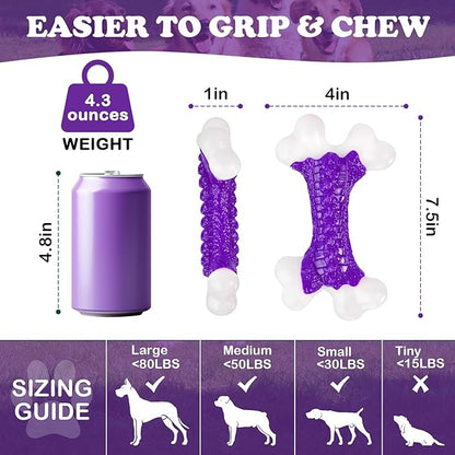 2-Pack Dog Toys for Aggressive Chewers, Indestructible 8" Tough Nylon Bone, Teething & Boredom Relief Chew for Large Dogs, Bacon Flavor