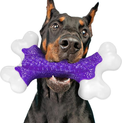 Dog Toys for Aggressive Chewers, Indestructible 8" Tough Nylon Bone, Teething & Boredom Relief Chew for Large Dogs, Bacon Flavor