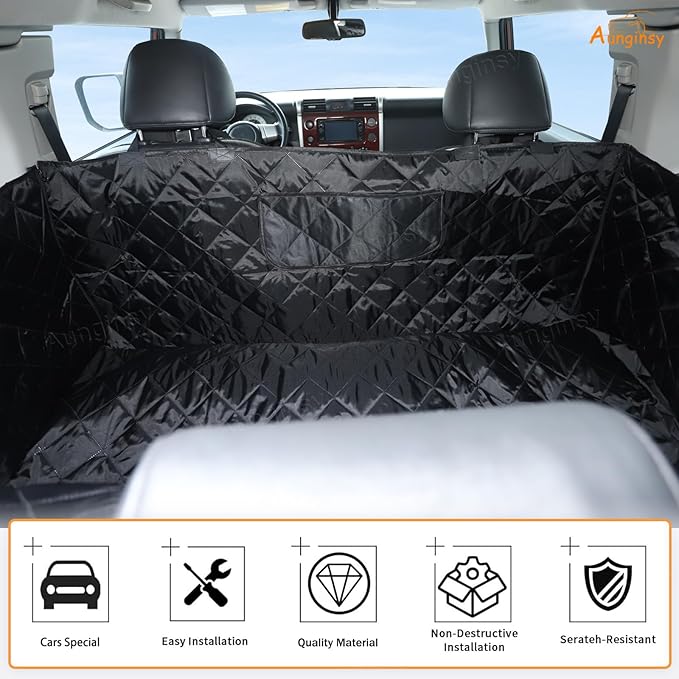 Aunginsy Dog Car Seat Cover for Pets Compatible with Toyota FJ Cruiser 2007-2021 Accessories, Backseat Pet Cover Protector, Second-Row Seat Waterproof Scratch Proof Nonslip Dog Hammock with Side Flap