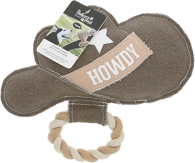 Pavilion Gift Company - Howdy - Canvas Rope Dog Toy Cowboy Hat Western Tug of War Puppy K9 Doggy Lover Parent Gift