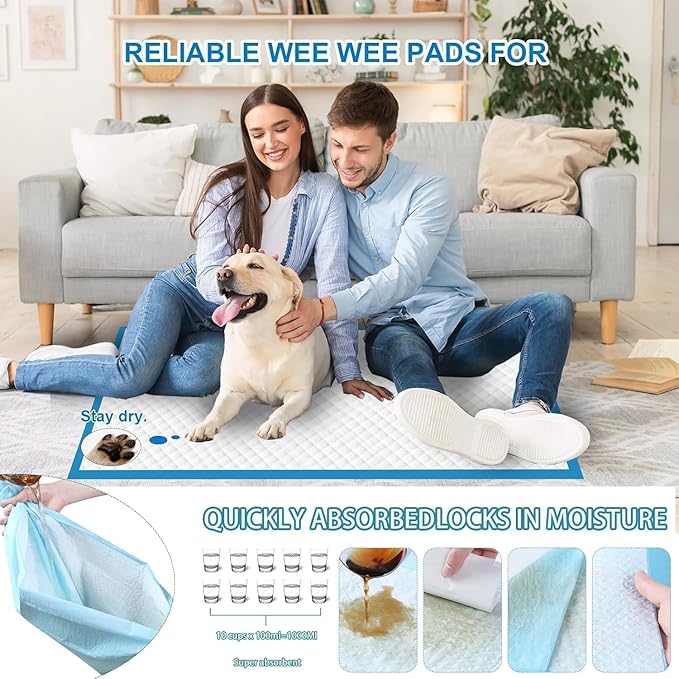 XXXXL Puppy Pee Pads for Dogs 36"x51" 100 Count, Extra Large Dog Pee Pads, Leak-Proof & Super Absorbent Dog Pee Pads, Thicken Disposable Potty Pads Puppy Training Pads for Cats Rabbits