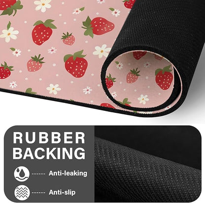 Patterned Cat & Dog Bowl Mat for Food and Water, 17"×30" Quick Dry Absorbent Pet Feeding Mat, Eco-Friendly Dog Placemat