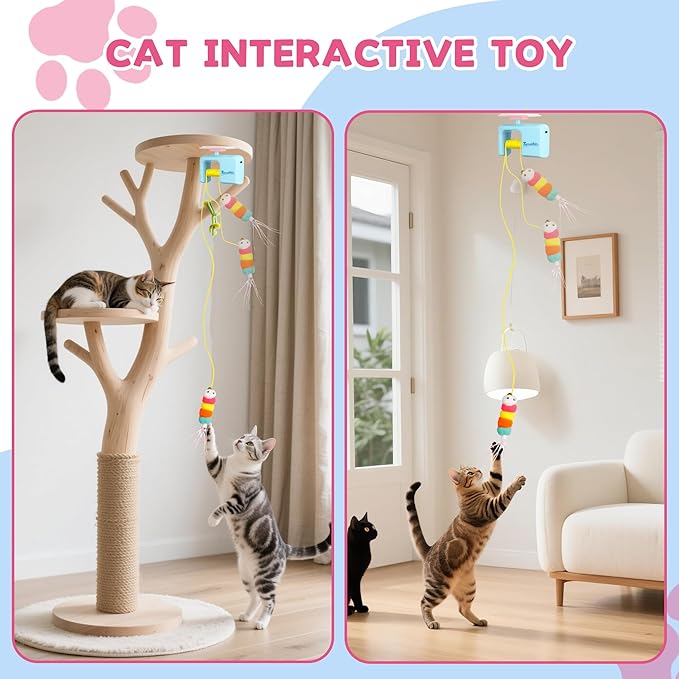 Interactive Cat Toy for Indoor Cat, Automatic Door Hanging Cat Toy with Detachable Design, Kitten Toys for Indoor Cats Self Play, 3.27 * 1.69 * 2.76Inch (Sky Blue)