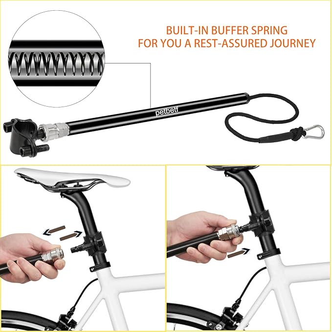 Dog Bike Leash -Dog Hands Free Leas | Attachment | Bike Leash Attachment | with Quick Connect Mechanism | Safety Fit for Outdoor | Easy to Installation and Removal,2Years Warranty Black