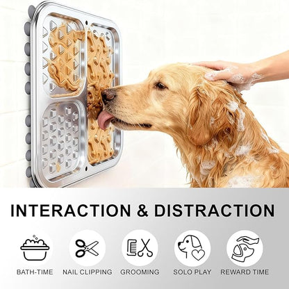 Kactoily Stainless Steel Lick Mat for Dogs and Cats, Large Slow Feeding Licking Pad with 46 Suction Cups, Wall/Floor/Crate Mounting, Peanut Butter Licking Pad for Boredom Reducer and Anxiety Relief