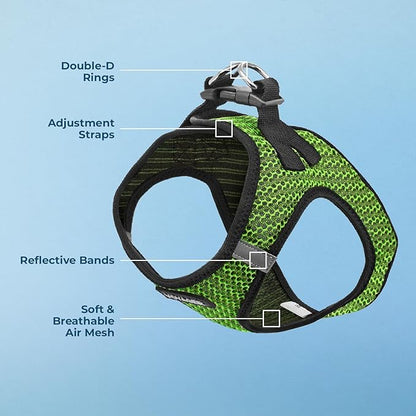 Best Pet Supplies - All Weather Mesh/Plush, Reflective, No Pull Harness for Small, Medium Dogs, Cats - Secure with Hook & Loop Fastener, Buckle, Double D-Rings - Lime Green 2-Tone, M