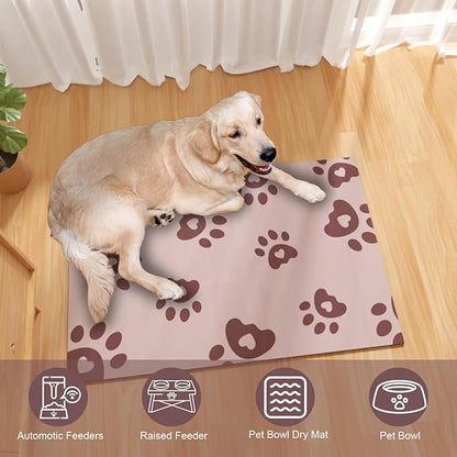 BLESWIN Pet Feeding Mat 17"x28", Absorbent Pet Food Mat, Dog Food Mat Large, Rubber Dog Mats are Non-Slip and Waterproof to Protect Floors, Mat for Cat Food and Water Bowls, Cat Feeding Mat, Pink