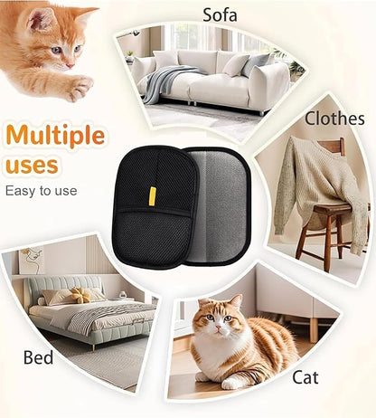 Pet Hair Removal Glove Thickened and Flea Brush,Upgraded Reusable Electrostatic Pet Hair Glove and Self-Cleaning Flea Comb with One-Touch Release,Hair Remover Tool Set for Couch, Carpet and Dogs,Cats