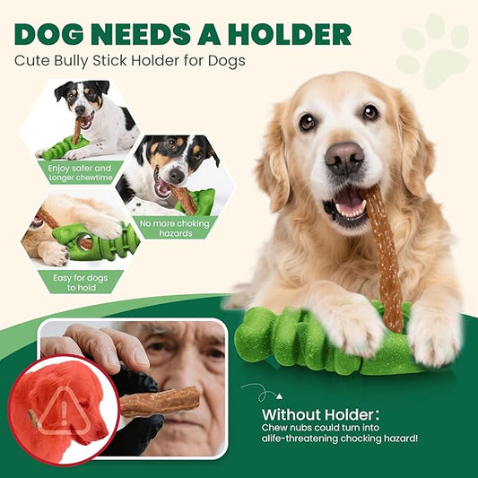 BAEJMJK Bully Stick Holder for Dogs Durable Chew Toys for Aggressive Chewers Dog Treat Toy to Keep Them Busy Safety Dog Chew Holder for Medium Large Dogs-Helps Reduce Choking Risk(Green)