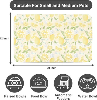 Patterned Cat & Dog Bowl Mat for Food and Water, 17"×30" Quick Dry Absorbent Pet Feeding Mat, Eco-Friendly Dog Placemat