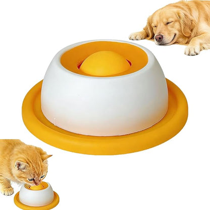 Upgraded Dog Lick Bowl, Dog Cat Enrichment Toys, Interactive Slow Feeder & Anxiety Relief Treat Dispenser with Non-Slip Base for Puppy Kitten Mental Stimulation. (Yellow-1PCS)