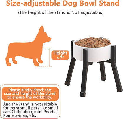 Raised Dog Bowl Stand Medium-Sized Dogs with Adjustable Width (6-8"),Single Food and Water Stand Feeder(Bowls Not Included)