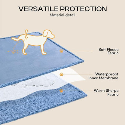 Luciphia Waterproof Pet Blanket, Liquid Pee Proof Dog Blanket for Sofa Bed Couch, Reversible Sherpa Fleece Furniture Protector Cover for Small Medium Large Dogs Cats, Navy Blue Large（65" x 57"）