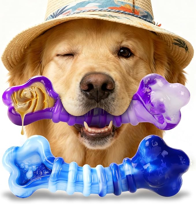 Indestructible Dog Toys for Aggressive Chewers: 2-Pack Tough Chew Toy for Large Dogs, Heavy Duty Long-Lasting Dog Bones for Large Breed, Dog Toys to Keep Them Busy
