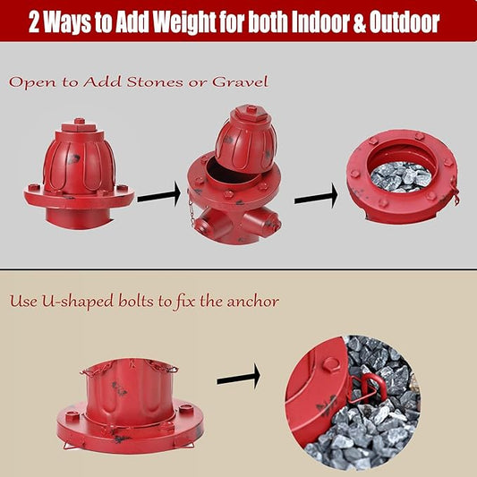 16" H Metal Fire Hydrant for Dogs to Pee On, Vintage Dog Fire Hydrant Pee Post for Outdoor Garden Decor, Fake Fire Hydrant Fit from Small to Medium-Sized Dog Breeds