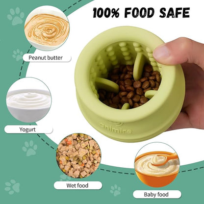 Treat Dispensing Dog Toy, Long-Lasting Interactive Puzzle Toys for Dogs, Stuffable Dog Enrichment Frozen Lick Treat Toy for Boredom, BPA Free Silicone Fetch Catch Chew Toy (Green,L)