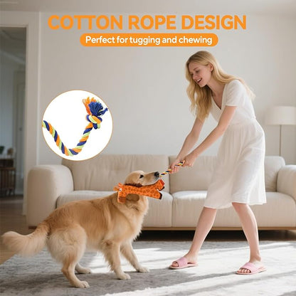 AUSCAT Plush Dog Rope Toy, Durable Squeaky Dog Toys for Puppy Small Medium Dogs (Not for Aggressive Chewers), Giraffe