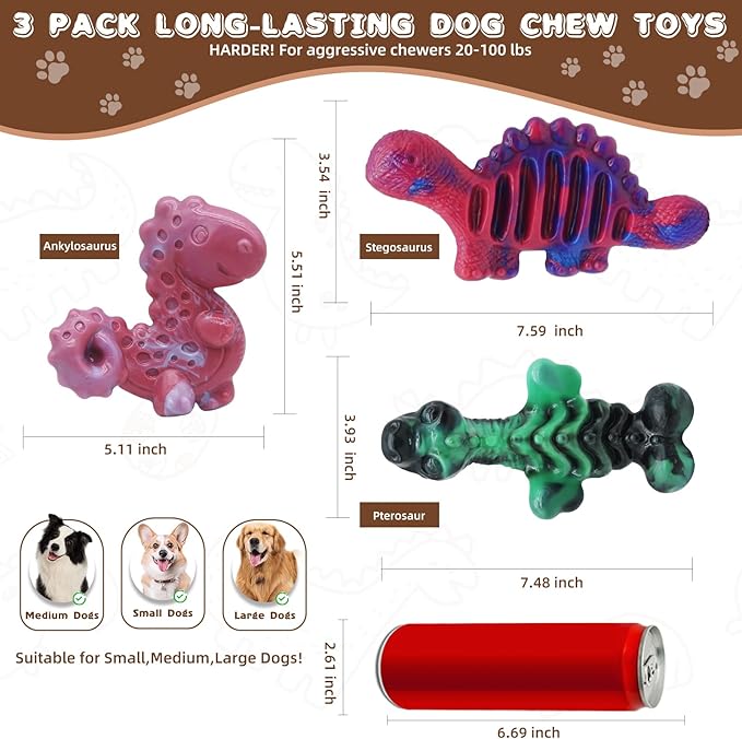 Magicorange 3 Pack Dog Chew Toys for Aggressive Chewers, Nylon Durable Dog Toys, Milk Flavored Tough Chew Toys