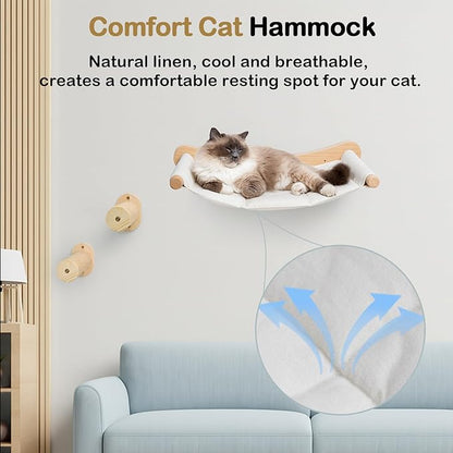 Cat Wall Hammock, 2 Pcs Cats Climbing Shelf, Large Wall Shelves Bed and Scratcher Board for Climbing, Sleeping, Playing, Scratching Mat,for Indoor Cat Mounted Furniture Perch