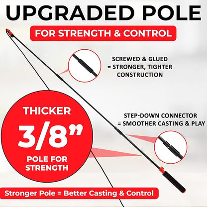 PET Wrangler 2.0 - Upgraded Flirt Pole for Dogs, Interactive Dog Toy with Reinforced 50" Pole &10ft Cord, Creates Extended Play Area, 3 Changeable Lures for Training, Exercise, & Enrichment