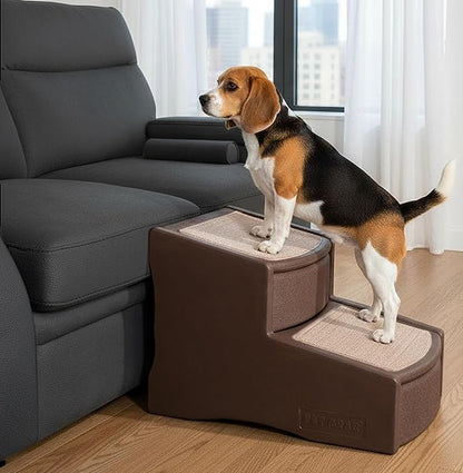 Pet Gear Easy Step II Pet Stairs, 2 Step for Cats/Dogs up to 150 Pounds, Portable, Removable Washable Carpet Tread, No Tools Required, Coffee Bean