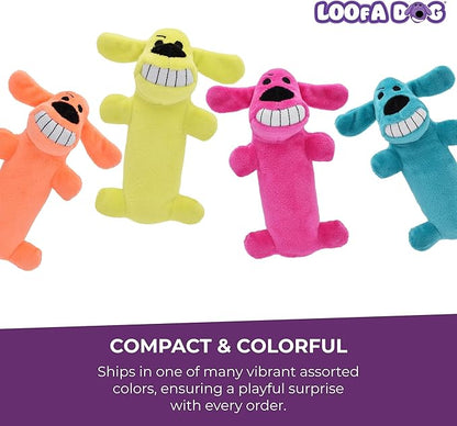 Multipet Original Loofa Dog Plush Toy - Squeaky Toy for All Dogs - Extra Soft Plush - Stuffed Animal Dog Toys for Playing (1 Count, 6”, Random Color Surprise)
