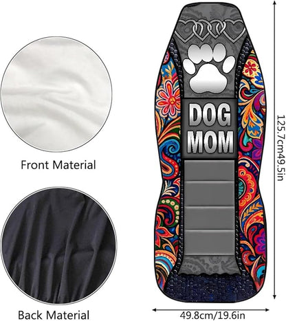 Dog Mom Paw Car Seat Covers for Truck Sedan SUV 2 Pack Waterproof Automotive Seat Covers Boho Flowers Removable Auto Accessories Interior Decor