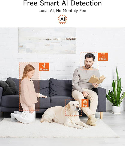 2 Pack 5G Pet Camera Indoor with Phone App, 3K Cat Dog Camera with Speaker, 5MP Cameras for Home Security, Person/Pet/Facial AI Detection Pan-Tilt Motion Tracking, 2-Way Talk, 2.4G/5G Dual-Band Wi-Fi