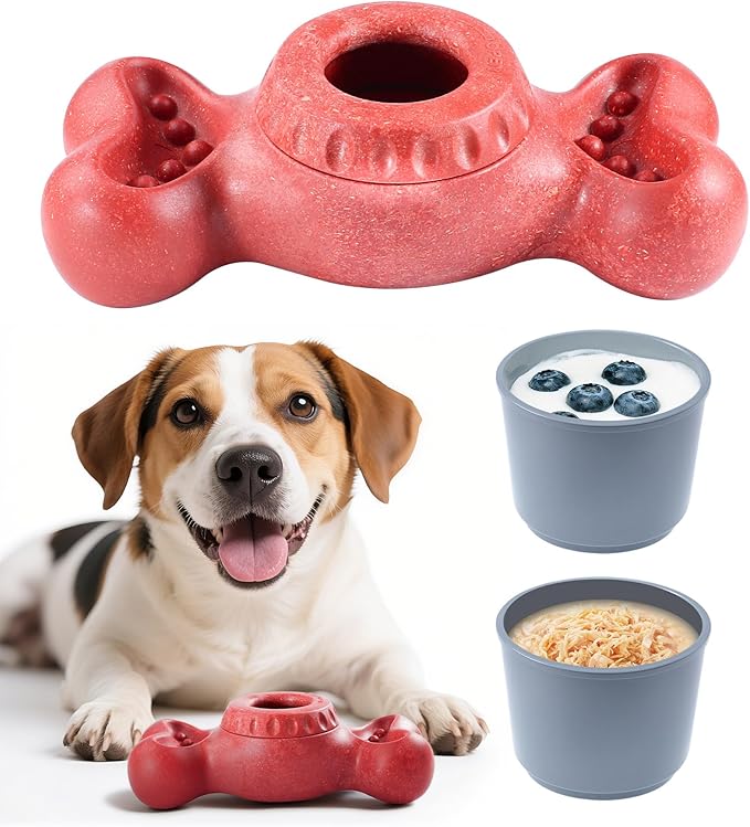 DPB Frozen Dog Toy to Keep Them Busy, FreezeBone Chew Toy & Peanut Butter Fillable Toy & Freezer/Freezable/Frozen Lick Treat Tray Enrichment Toys for Medium/Large Dogs
