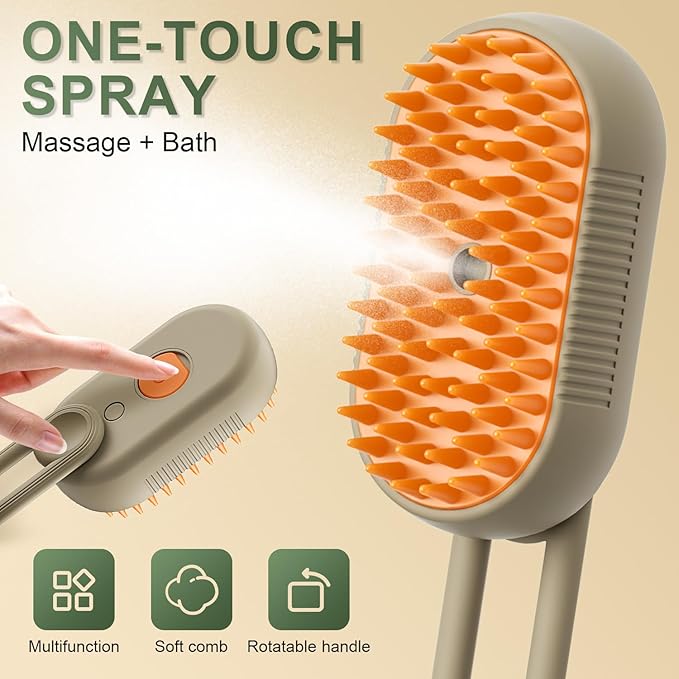 4 in 1 Cat Steam Brush for Shedding, Cat Brush with Steam, Pet Groomer Comb for Massage, Cleaning, Shedding & Combing, Hair Removal Comb for Cats Dogs (White, For short hair)