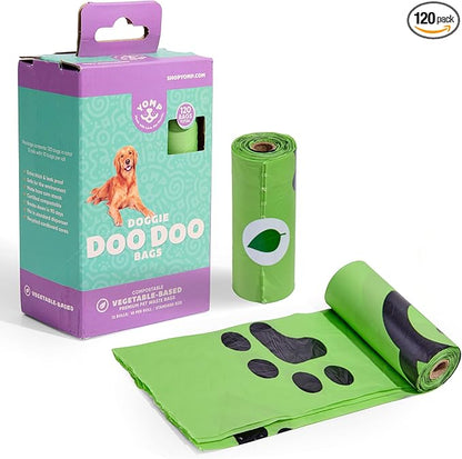 Yomp Compostable Dog Poop Bags (120 Bags, 2-Month Supply) – Leak-Proof, Biodegradable Dog Waste Bags from Corn Starch (13" x 9") Standard Size