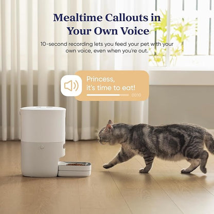 Pawsync Automatic Cat Feeder, WiFi Smart Scale Tracks Pet's Food Intake, App Control, 3.6L Timed Food Dispenser for Cats and Dogs, Up to 10 Meals Per Day, Stainless Steel Bowl, Dual Power Supply