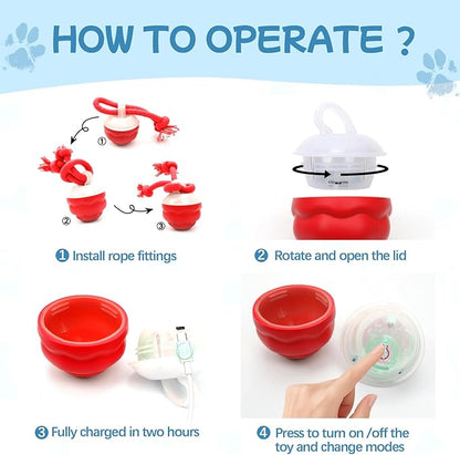 2026 New Interactive Dog Toys, Automatic Moving Dog Ball for Small/Medium/Large Dogs, Interactive Smart Rolling Dogs Toy Ball with Light Up to Keep Them Busy(Red)