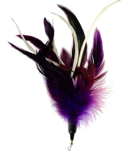 Pet Fit For Life - 6 Piece Kitten Toy Refill Pack - Replacement for Indoor Cat's Interactive Wand and Catch Wand - Features 5 Assorted Feathers, 1 Furry Tail Attachments