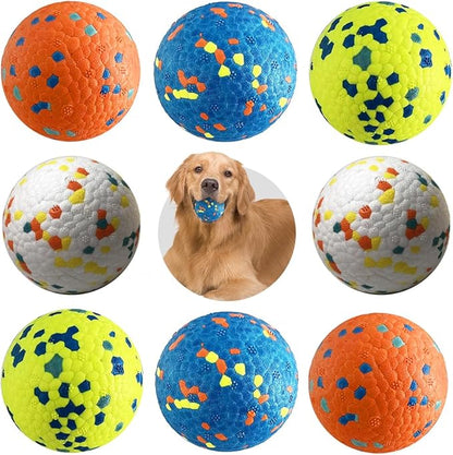 Dog Balls, 8Pcs Tennis Ball Toys for Aggressive Chewers, Durable Teething Chew Dog Toys, Diameter 3'' Water Toy Fetch Balls, Interactive Dog Balls for Large and Medium Dogs (8 Balls)