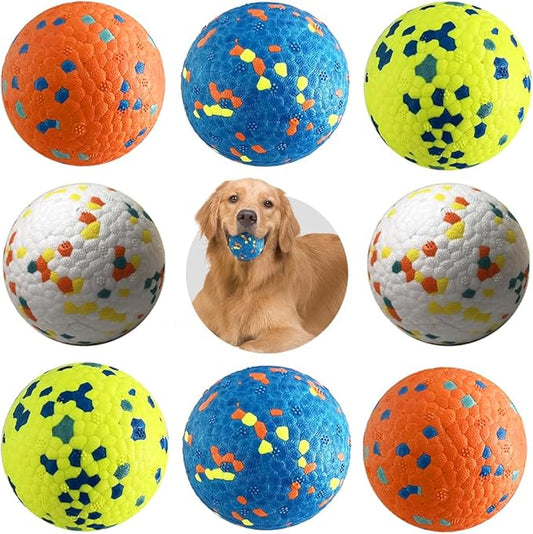 Dog Balls, 8Pcs Tennis Ball Toys for Aggressive Chewers, Durable Teething Chew Dog Toys, Diameter 3'' Water Toy Fetch Balls, Interactive Dog Balls for Large and Medium Dogs (8 Balls)