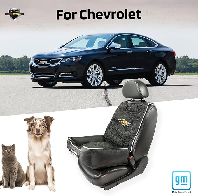 Seat Armour Chevrolet PetBed2GO Dog Car Seat Cover – 2-in-1 Pet Bed & Car Seat Protector – Full Protection Pet Car Seat, 26x20x6 in, 3.5 lbs, Black