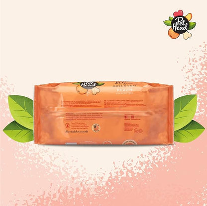 Pet Head Quick Fix Paw and Body Wipes for Cats and Dogs | Peach Scent with Aloe Vera | Biodegradable Pet Hygiene Cleaning Wipes | pH-Neutral | Vegan | for an Easy & Speedy Freshen-Up | 160 Pack