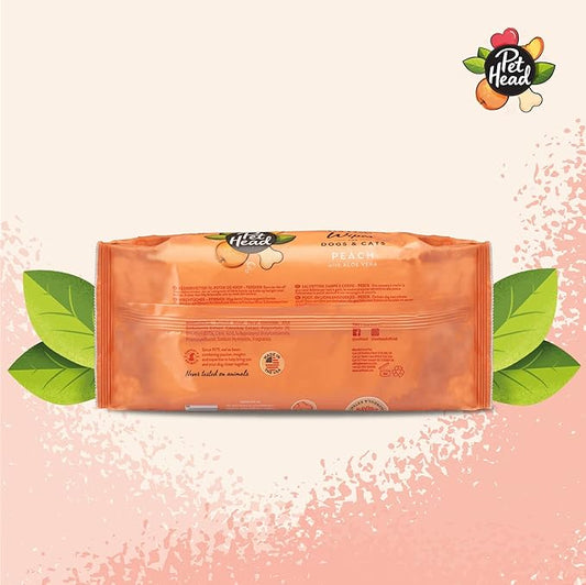Pet Head Quick Fix Paw and Body Wipes for Cats and Dogs | Peach Scent with Aloe Vera | Biodegradable Pet Hygiene Cleaning Wipes | pH-Neutral | Vegan | for an Easy & Speedy Freshen-Up | 160 Pack