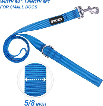 azuza 3 Pack Nylon Dog Leashes,Strong & Durable Basic Style Leash with Easy to Use Collar Hook,Available in Multiple Lengths for Small Dogs, Royal Blue/Blue/Green