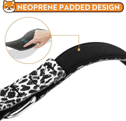 Reflective Dog Collar, Adjustable Soft Neoprene Padded Nylon Pet Collars with Buckle for Puppy and Small Dogs, Cats, Black White Cow,L