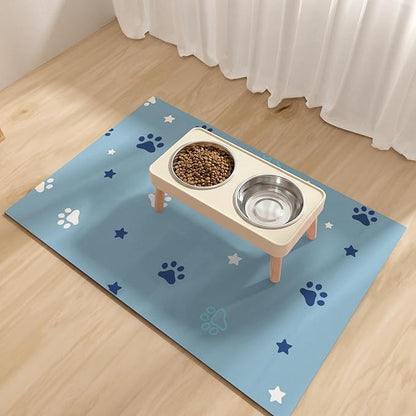 Pet Feeding Mats 16"x24"- Absorbent Dog Mat for Food and Water, Large Pet Food Mat, Rubber Mat for Dog Bowls, Pet Food Mats for Floor, Mat for Cat Food and Water Bowls